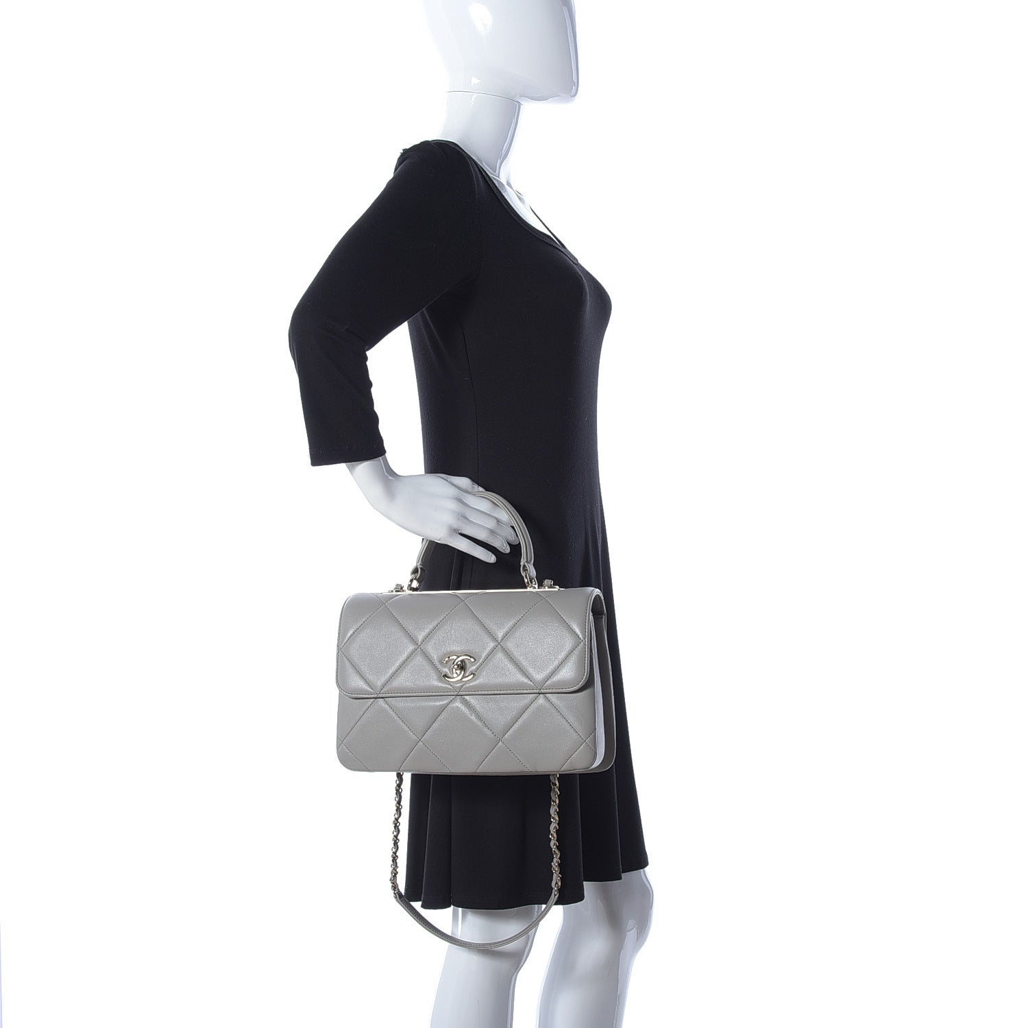 Chanel Lambskin Quilted Medium Trendy CC Flap Dual Handle Bag Grey 3 of 10