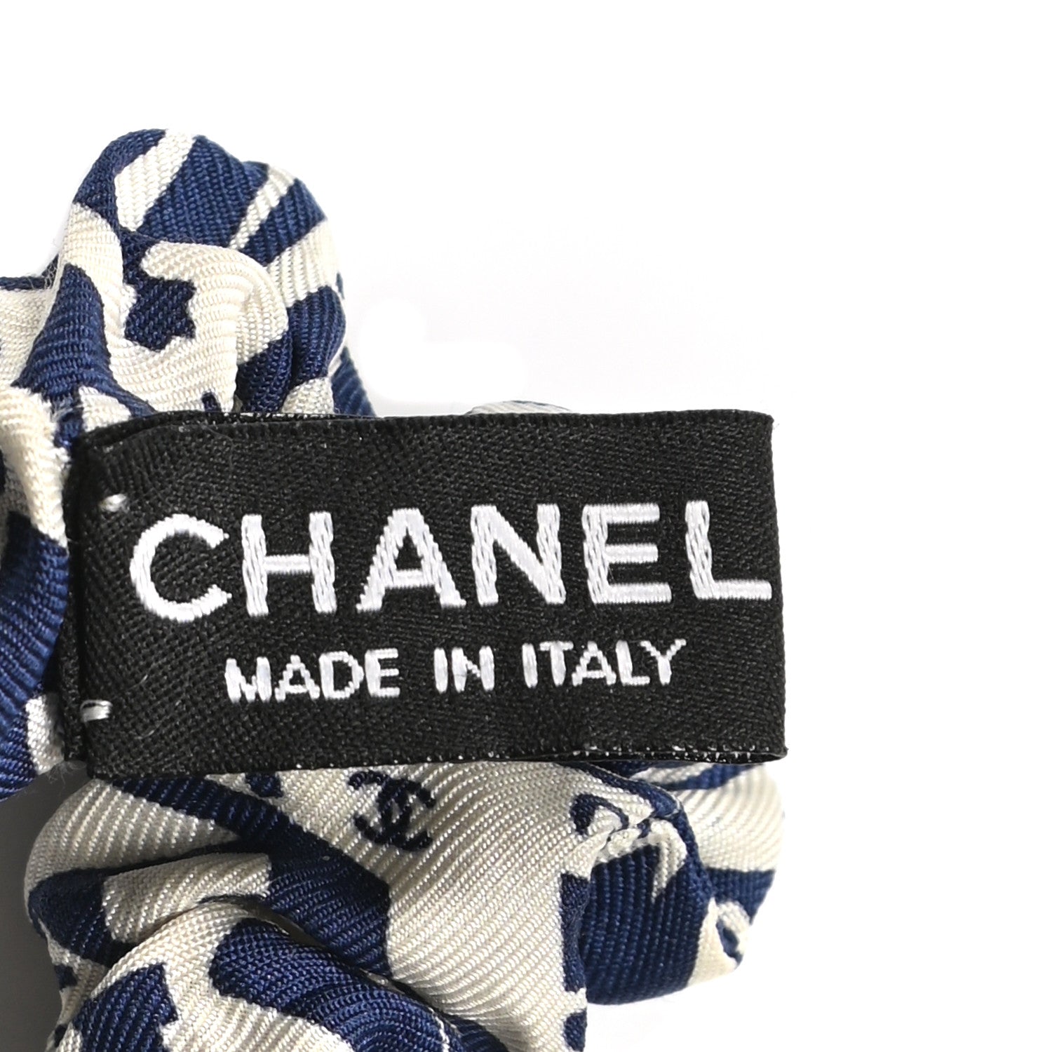 Chanel Silk Twill Hair Scarf Navy Blue White 5 of 5