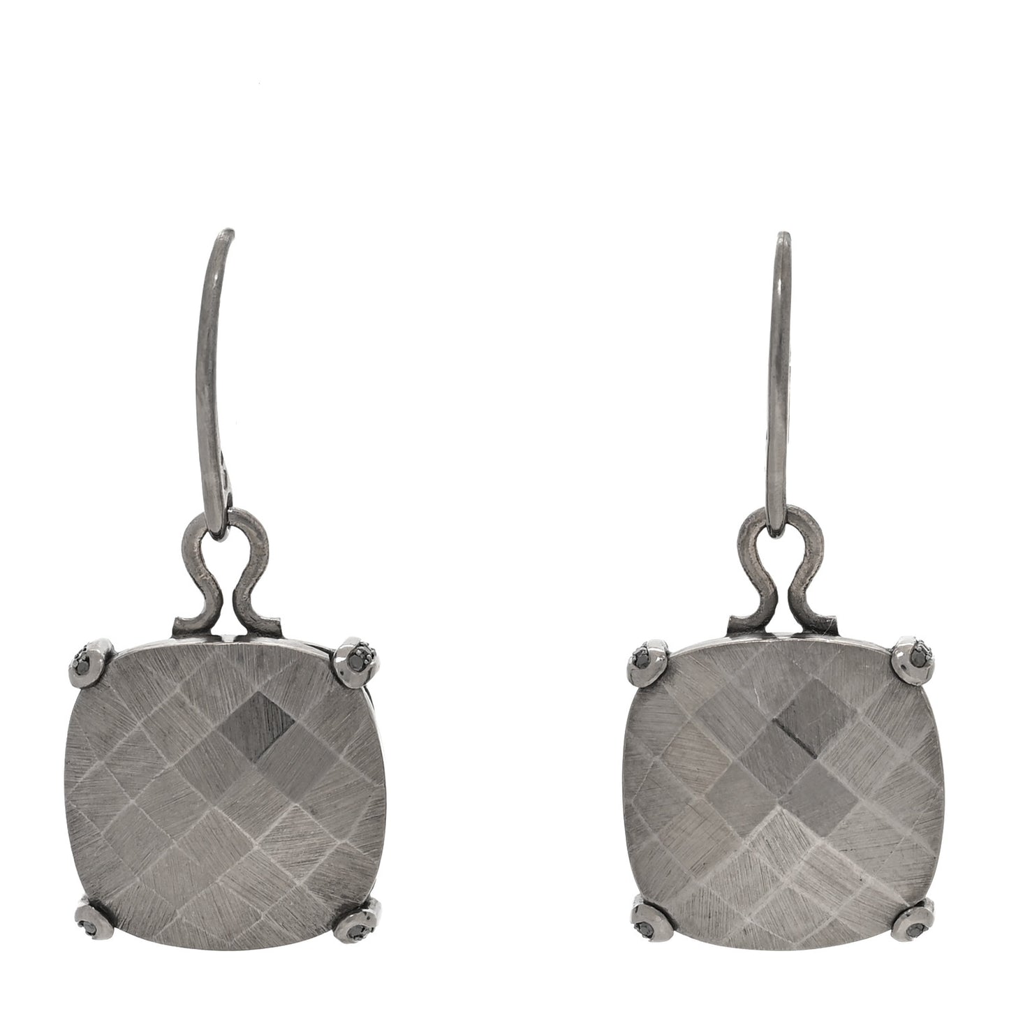 18K White Gold Black Diamond Intrecciato Pepita Earrings Gold