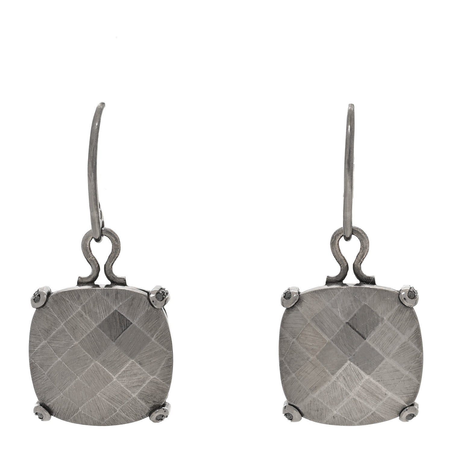 Bottega Veneta 18K White Gold Black Diamond Intrecciato Pepita Earrings Gold 1 of 6