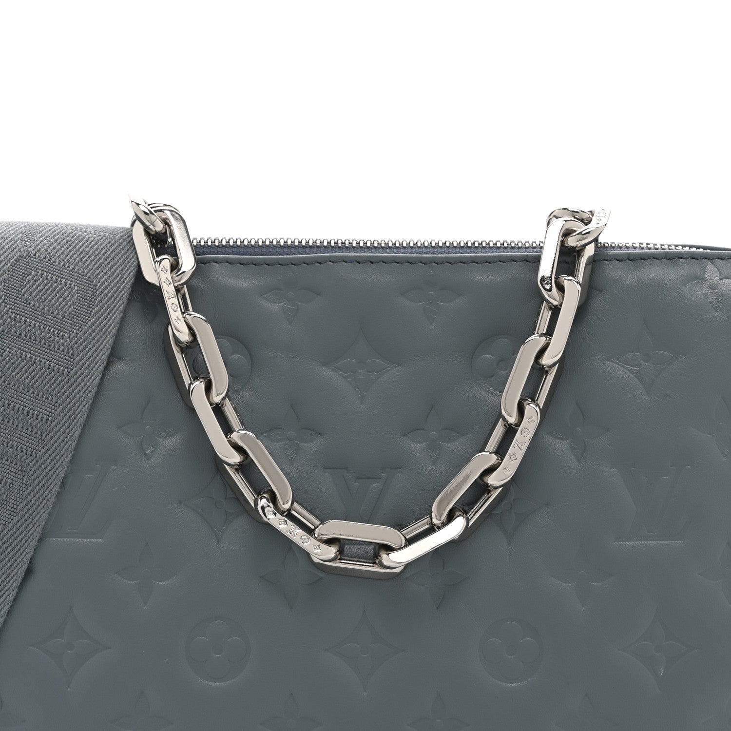 Louis Vuitton Lambskin Embossed Monogram Coussin PM Blue Glacier 7 of 9