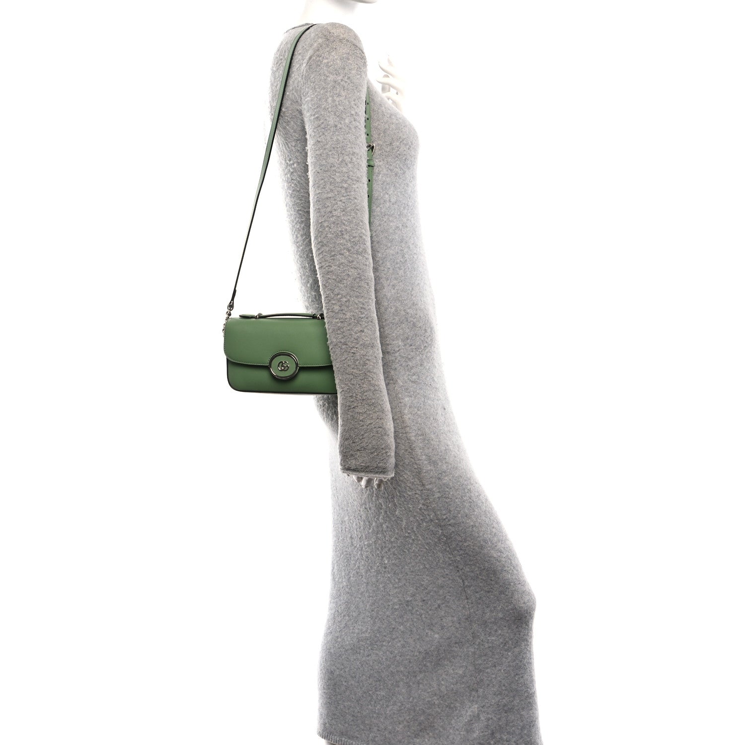 Gucci Senna Calfskin Petite GG Top Handle Shoulder Bag Green Soil Grass 2 of 13