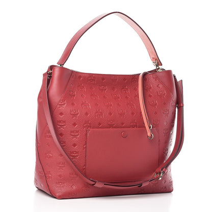 MCM Grained Calfskin Large Hobo Ruby Tan 3 of 12