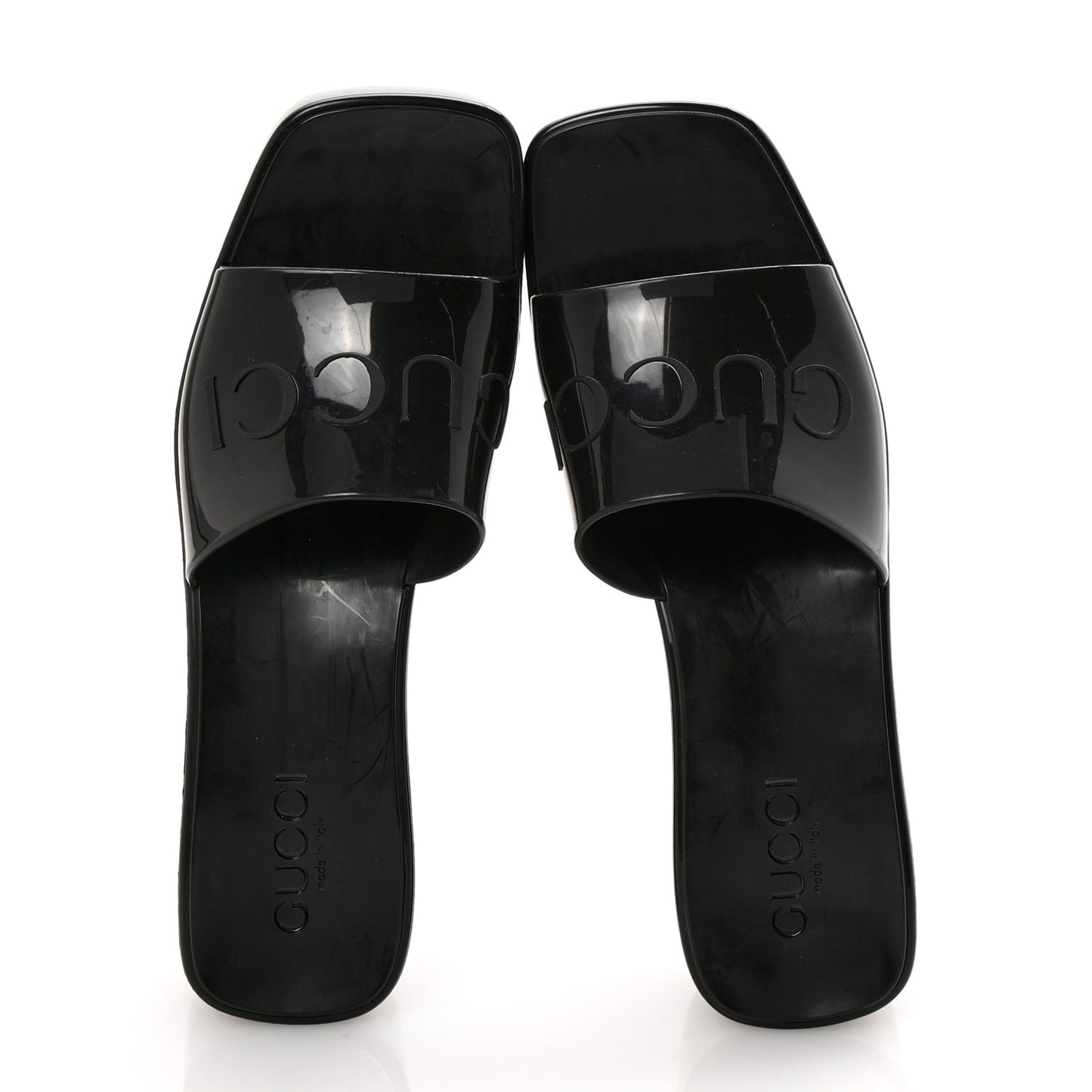 Rubber Gucci Logo Womens Platform 20/60mm Slide Sandals 38 Black