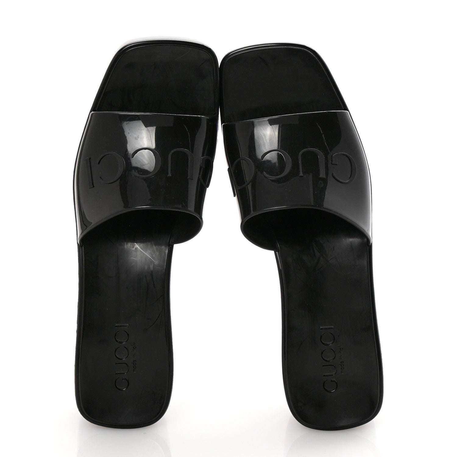 Gucci Rubber Gucci Logo Womens Platform 20/60mm Slide Sandals 38 Black 2 of 9