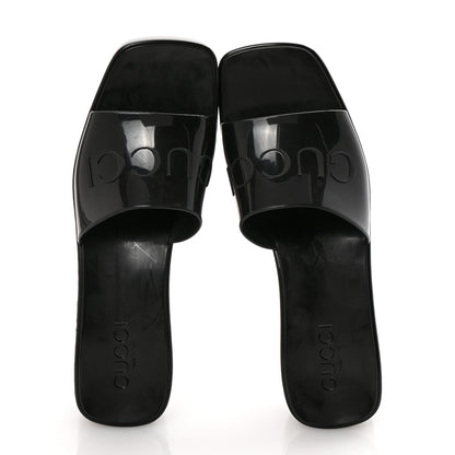 Gucci Rubber Gucci Logo Womens Platform 20/60mm Slide Sandals 38 Black 2 of 9