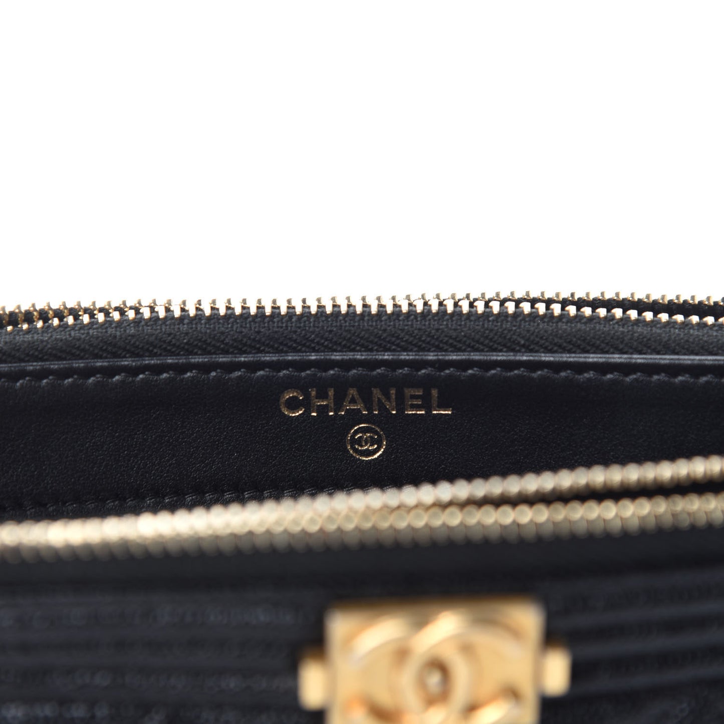 Caviar Quilted Small Boy Clutch With Chain Black