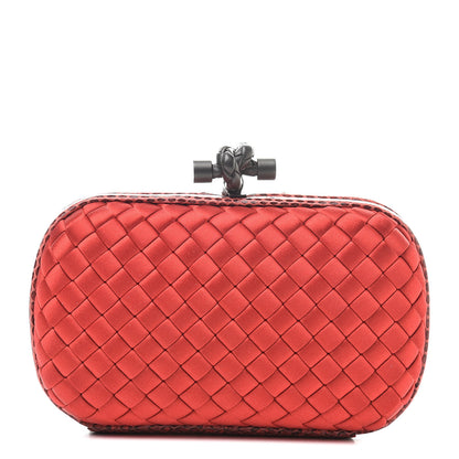 Bottega Veneta Satin Intreccio Impero Ayers Knot Clutch Red 1 of 6
