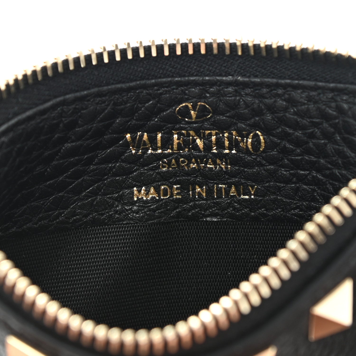 Valentino Garavani Pebbled Calfskin Rockstud Coin Case Card Holder Black 6 of 9