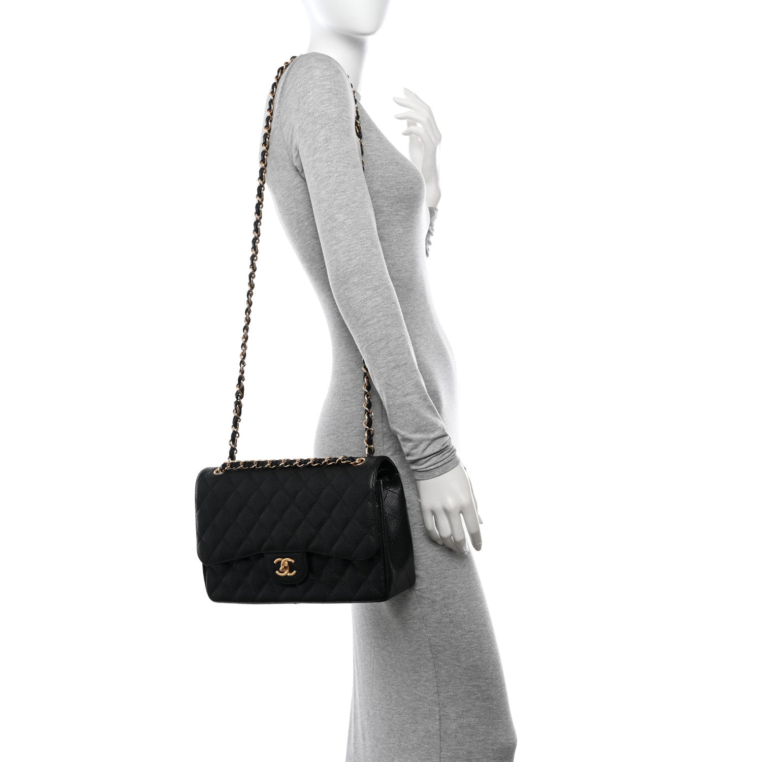 Chanel Caviar Quilted Jumbo Double Flap Black 2 of 12