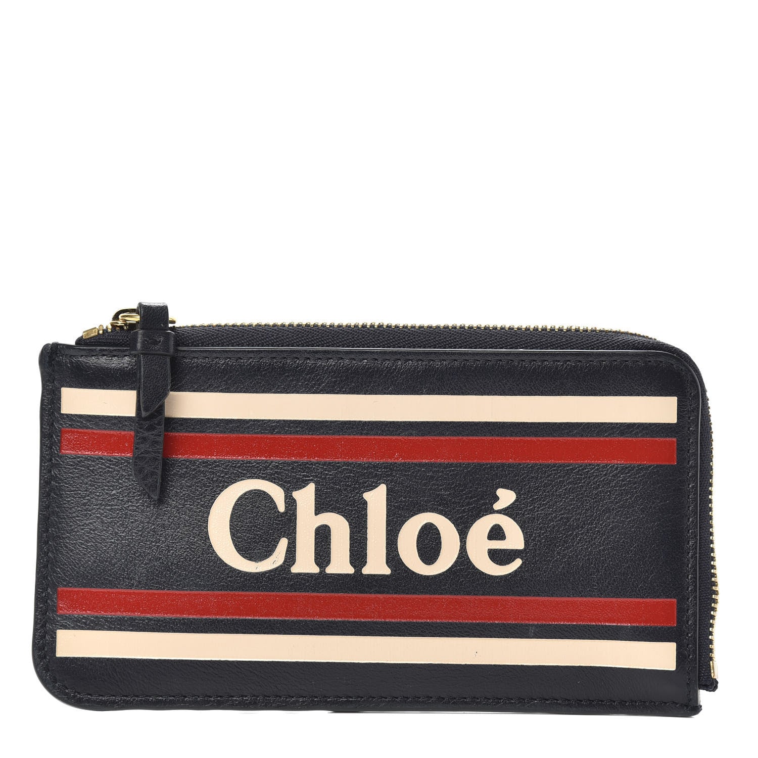 Chloe Smooth Calfskin Logo Vick Zip Card Case Full Blue 1 of 10