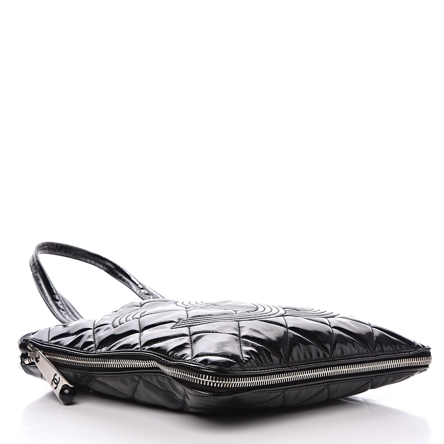 Chanel Patent Quilted Expandable CC Shoping Tote Black 4 of 13