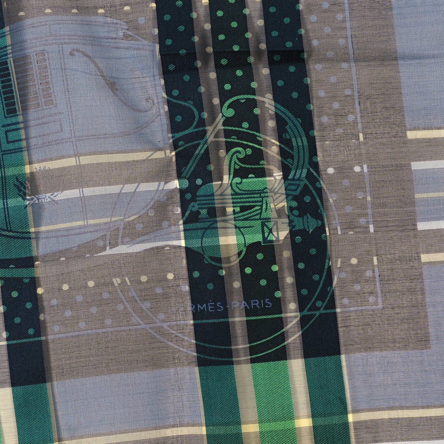 Hermes Silk Madras Ex Libris Bandana Scarf 55 Vert Bleu Multicolor 3 of 4