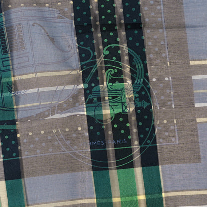Hermes Silk Madras Ex Libris Bandana Scarf 55 Vert Bleu Multicolor 3 of 4