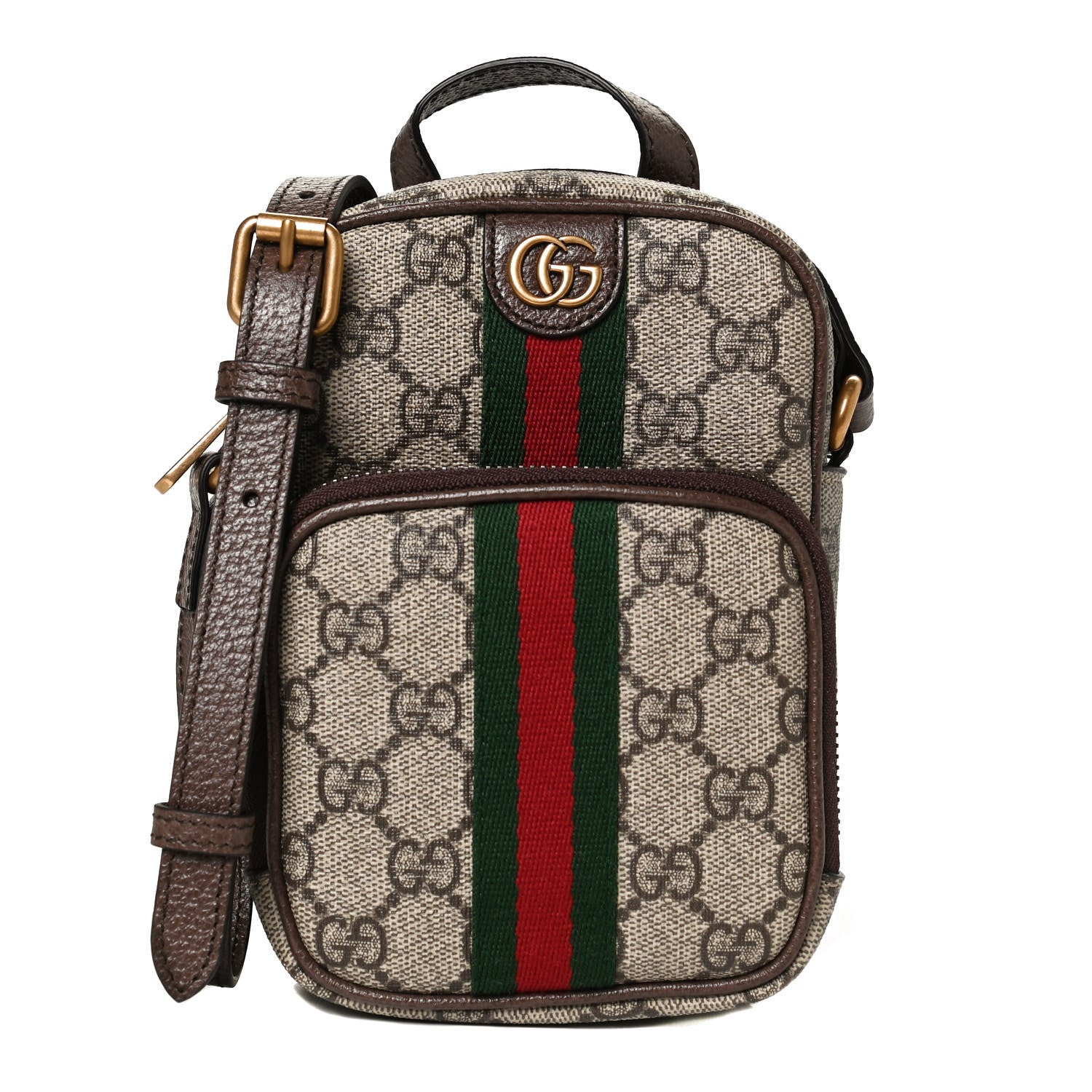 Gucci GG Supreme Monogram Web Mini Ophidia Double Zip Messenger Bag Beige New Acero 1 of 11