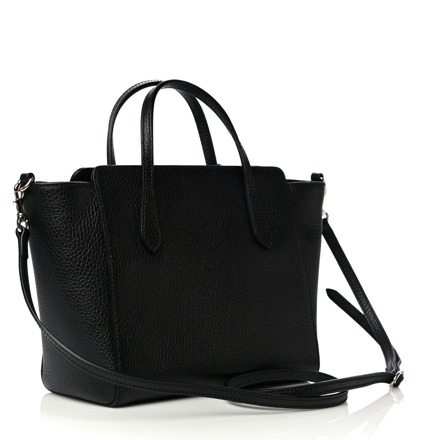 Dollar Calfskin Mini Swing Top Handle Bag Black