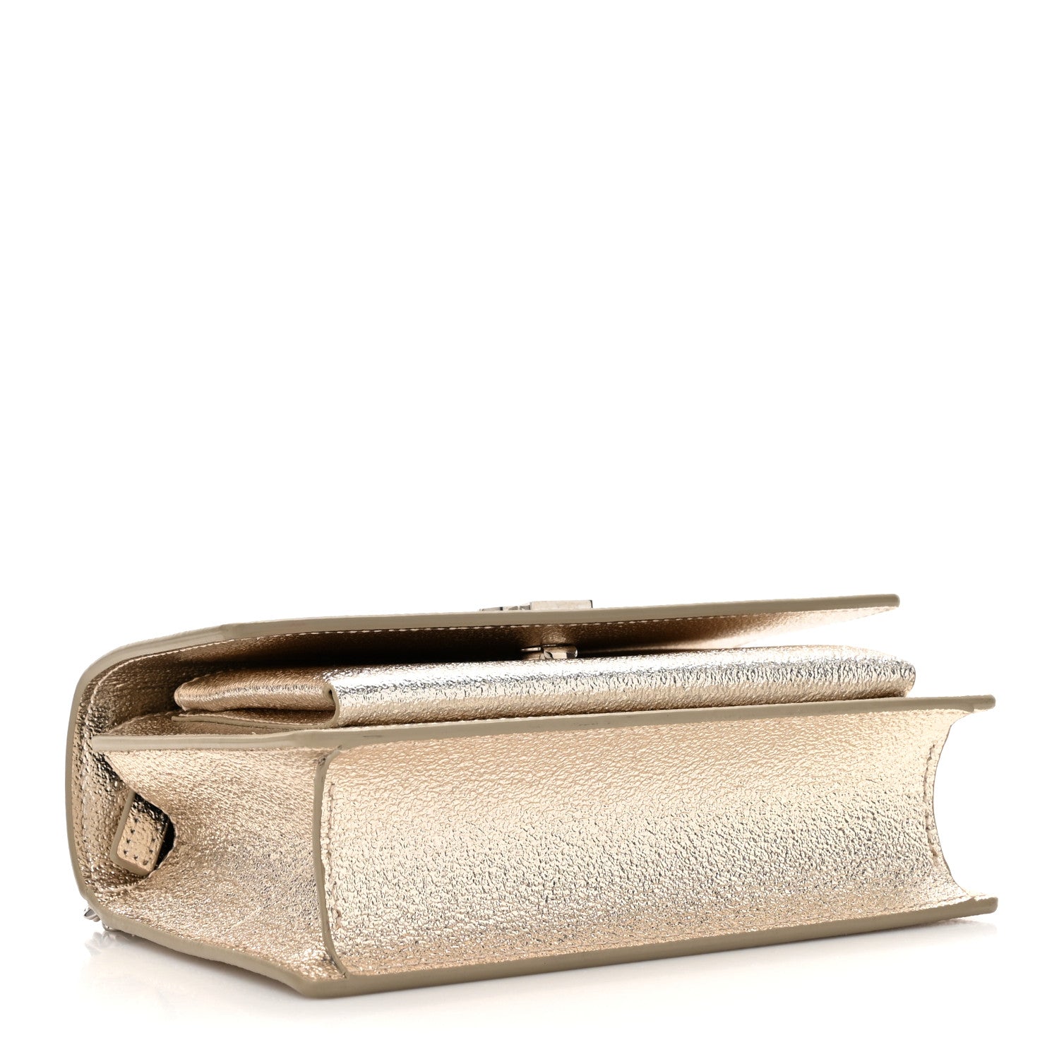 Saint Laurent Metallic Crackled Calfskin Monogram Sunset Chain Wallet Gold 4 of 11