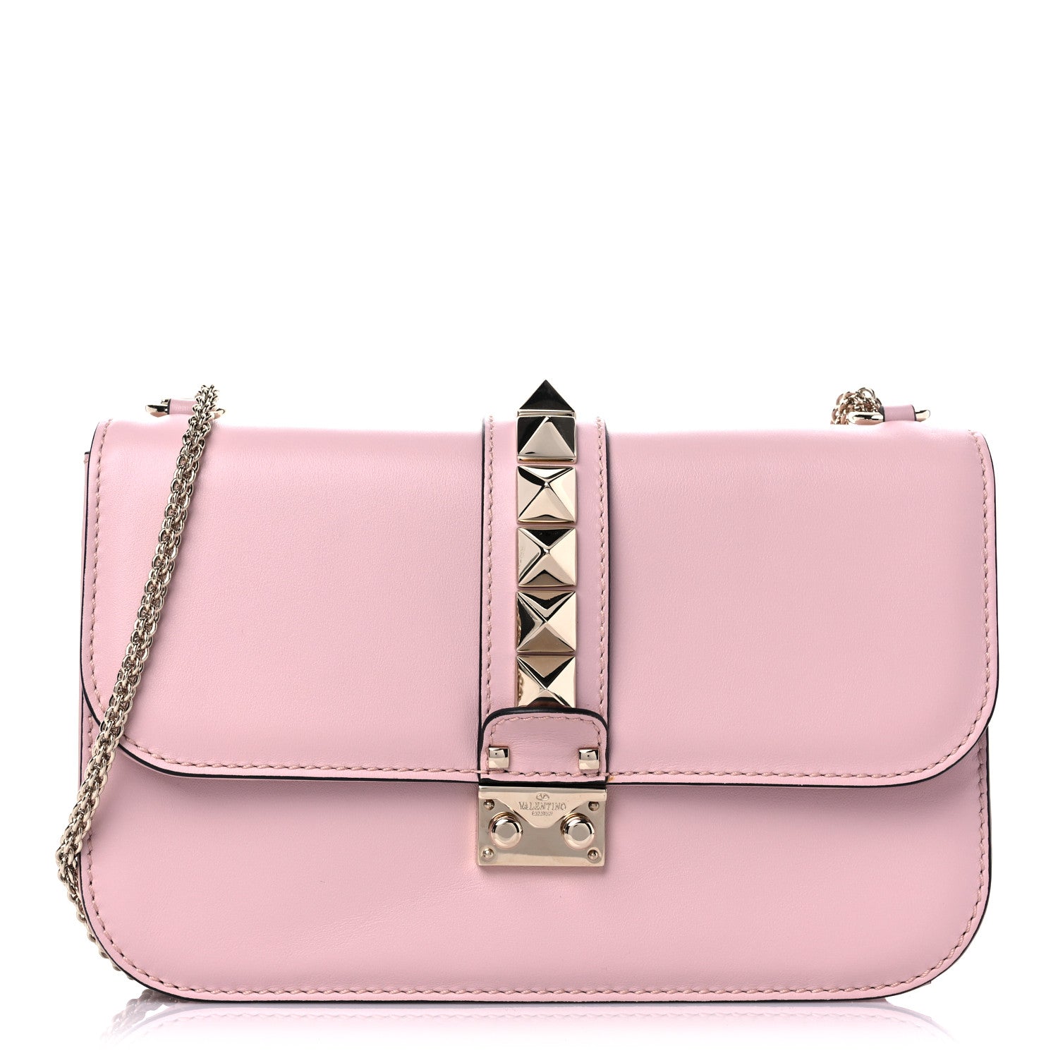 Valentino Garavani Vitello Medium Glam Lock Rockstud Flap Water Rose 1 of 10