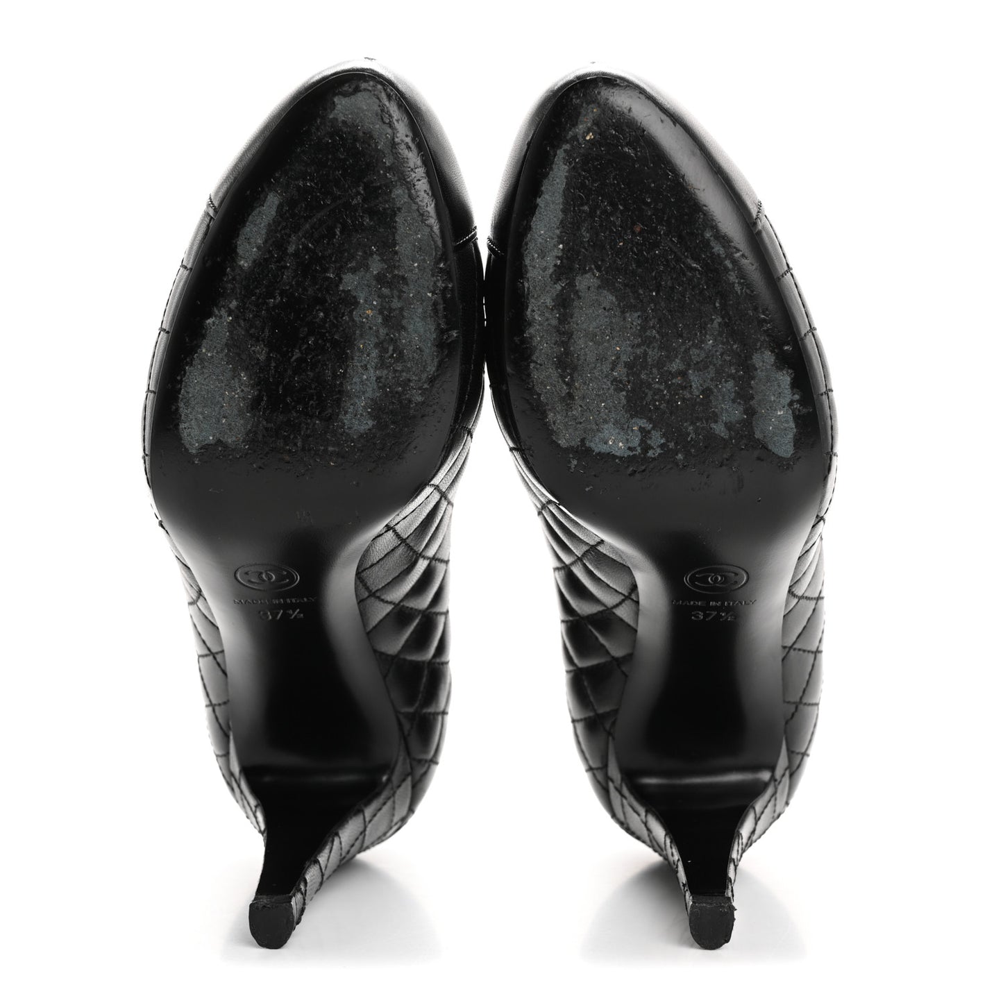 Lambskin Quilted Cap Toe Pumps 37.5 Black