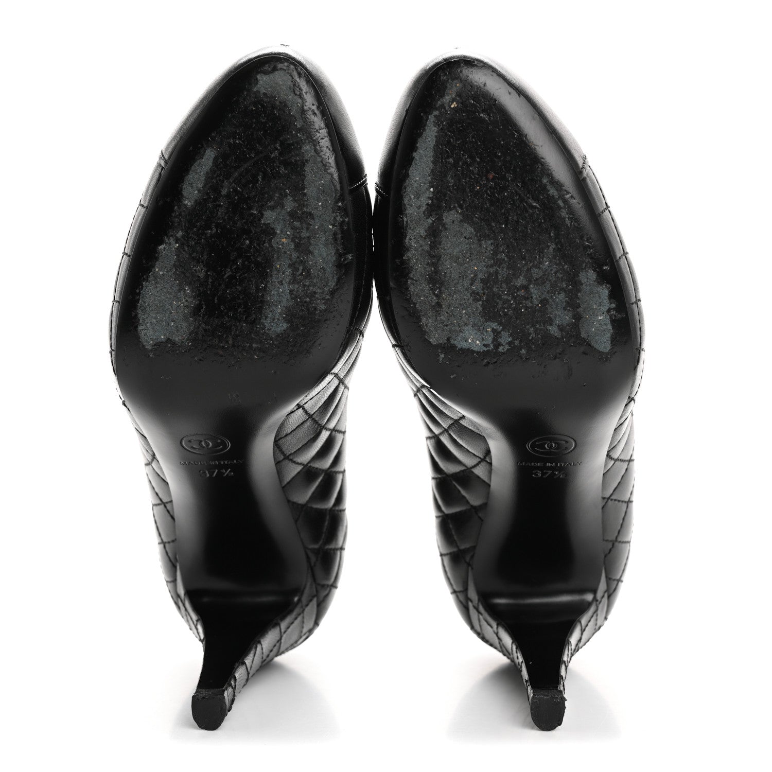 Chanel Lambskin Quilted Cap Toe Pumps 37.5 Black 6 of 10
