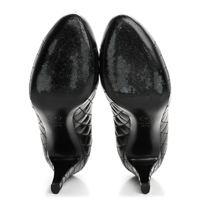 Chanel Lambskin Quilted Cap Toe Pumps 37.5 Black 6 of 10