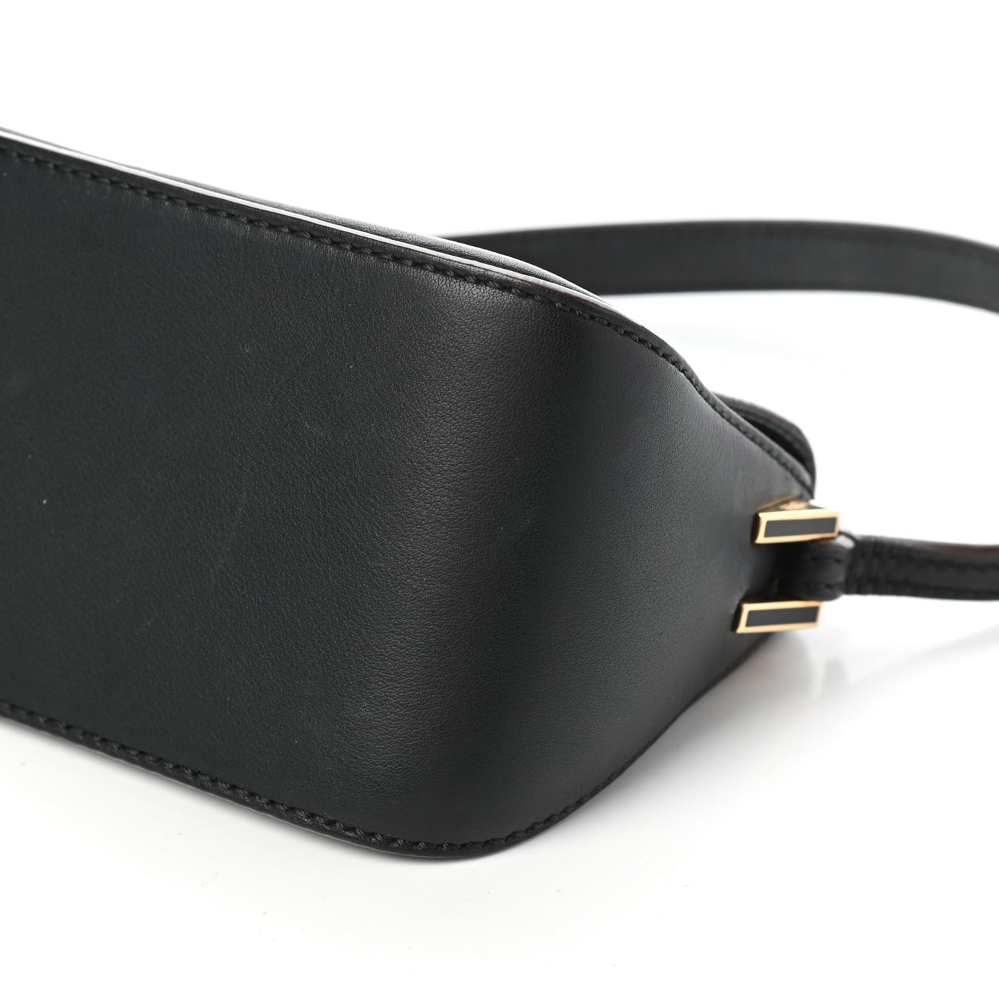 Vitello Flamingo Enamel Mini Mama Baguette Black
