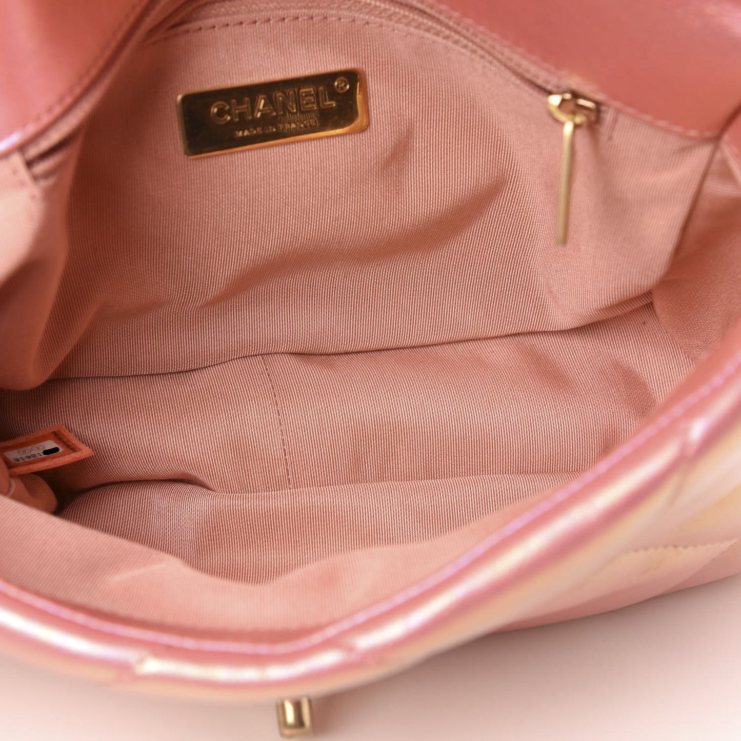 Iridescent Calfskin Quilted Medium 19 Flap Pink