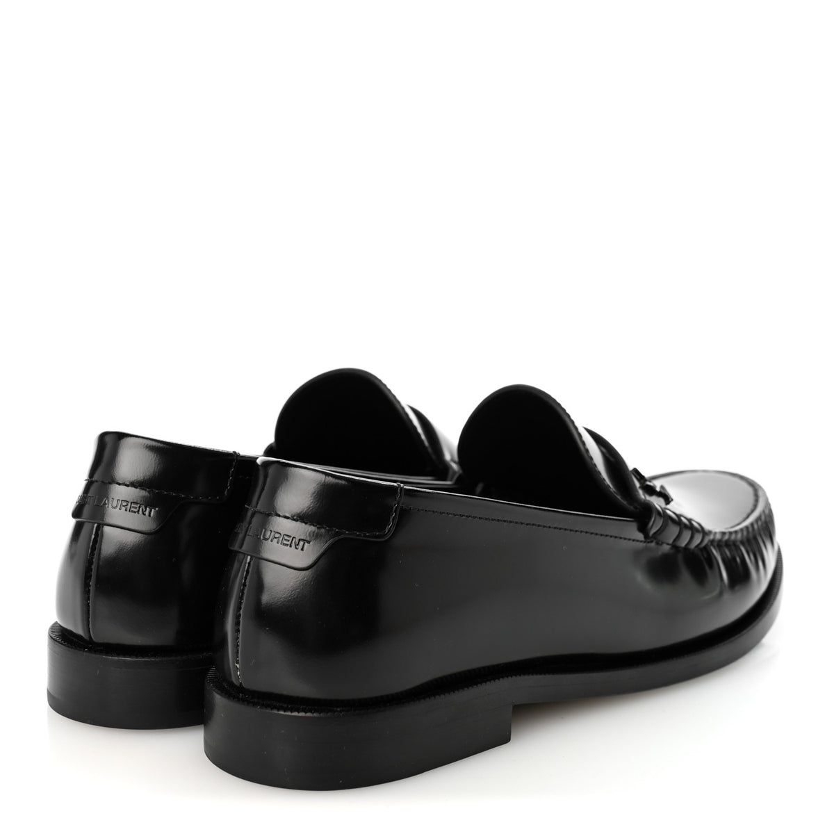 Glazed Calfskin Le Loafer 15 Penny Slippers 38.5 Black