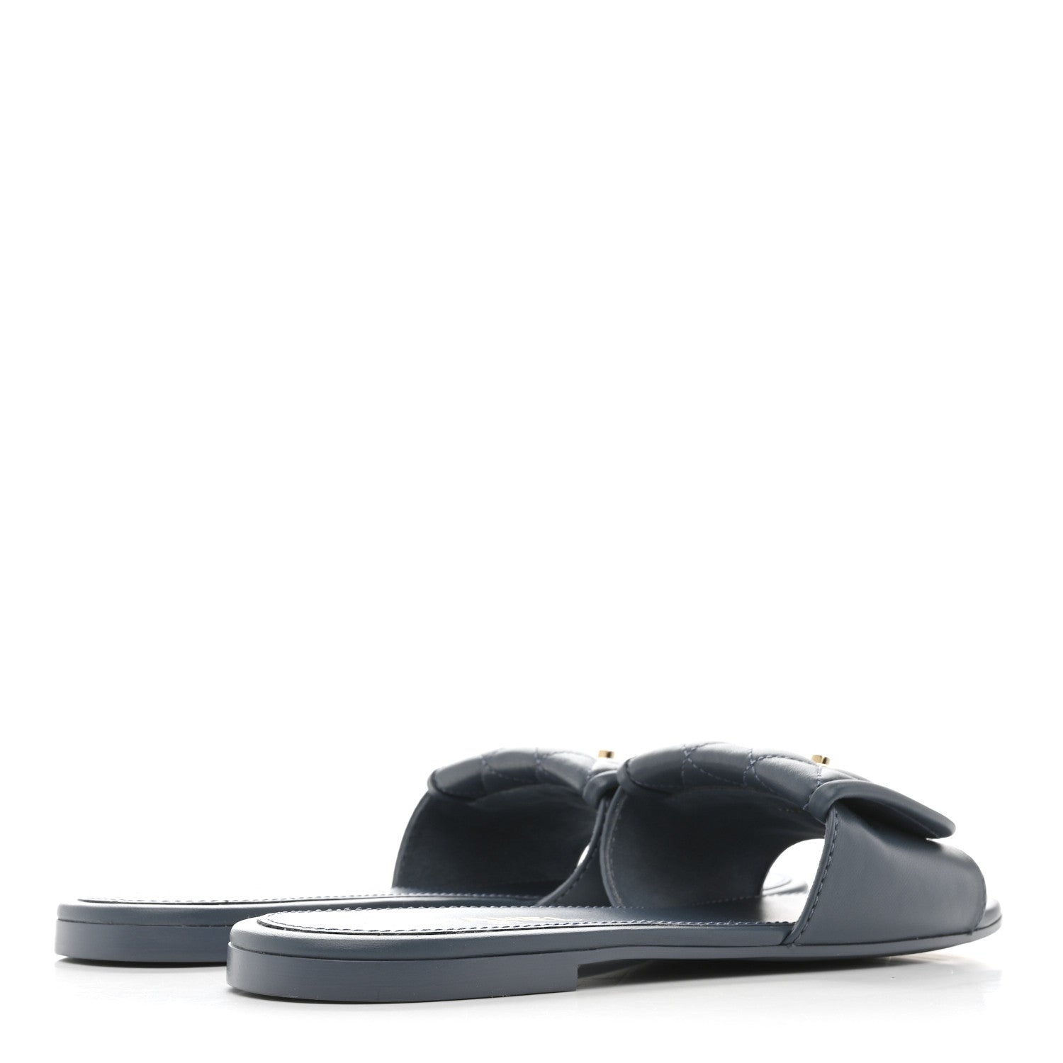 Chanel Lambskin Quilted Turnlock Flat Mules 40 Dark Blue 5 of 10