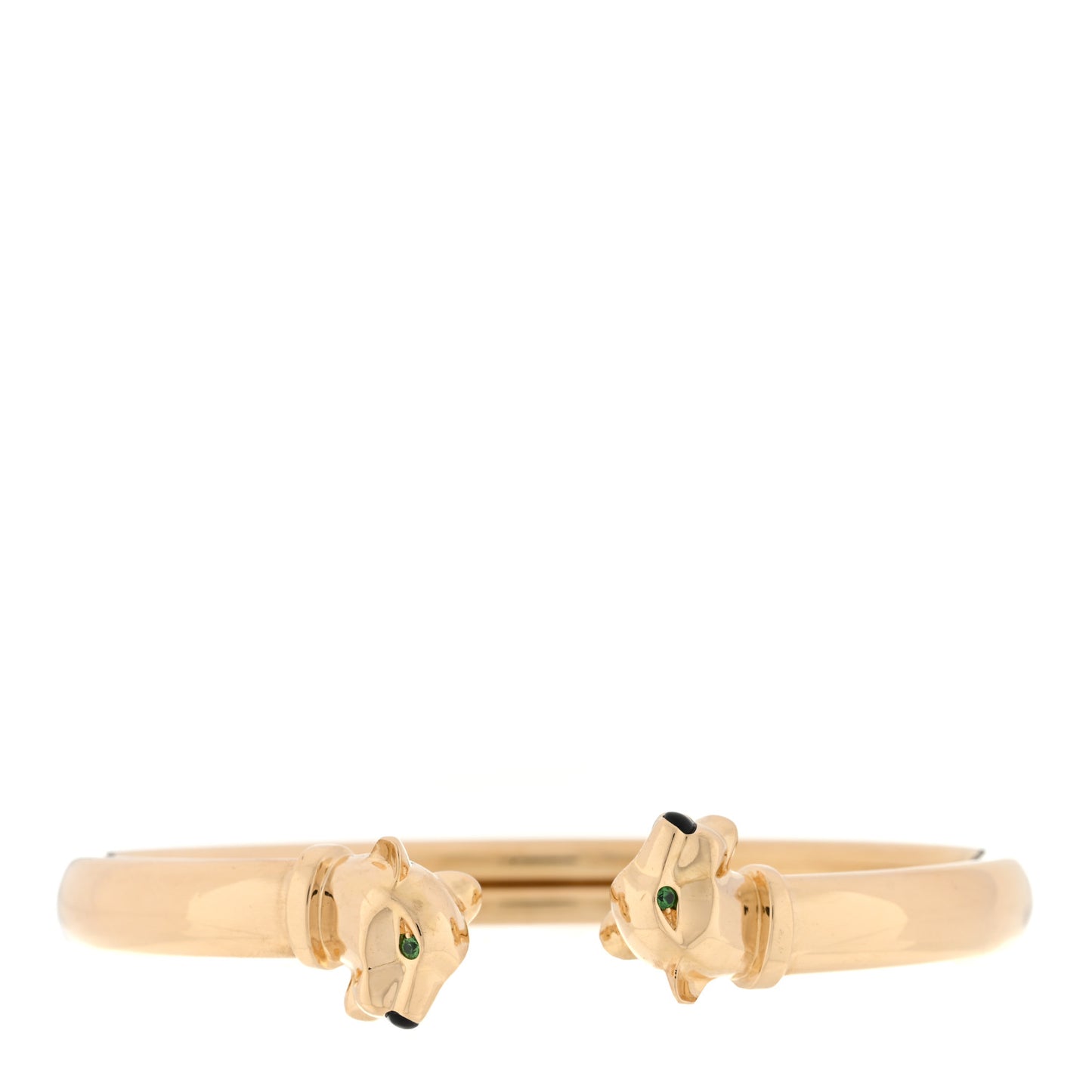 18K Yellow Gold Tsavorite Garnet Onyx Panthere De Cartier Cuff Bracelet 16