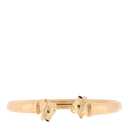 Cartier 18K Yellow Gold Tsavorite Garnet Onyx Panthere De Cartier Cuff Bracelet 16 1 of 4