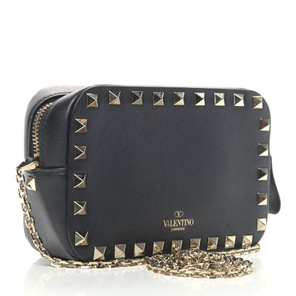Valentino Garavani Calfskin Small Rockstud Chain Camera Crossbody Bag Black 3 of 8