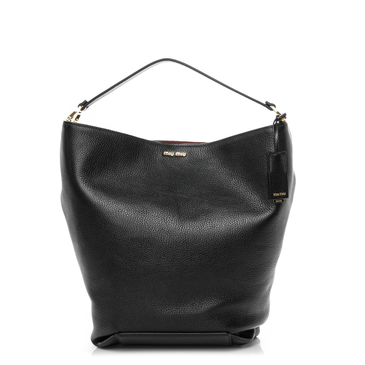 Miu Miu Goatskin Madras Bucket Bag Nero Black Porpora 3 of 8