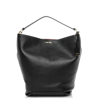 Miu Miu Goatskin Madras Bucket Bag Nero Black Porpora 3 of 8