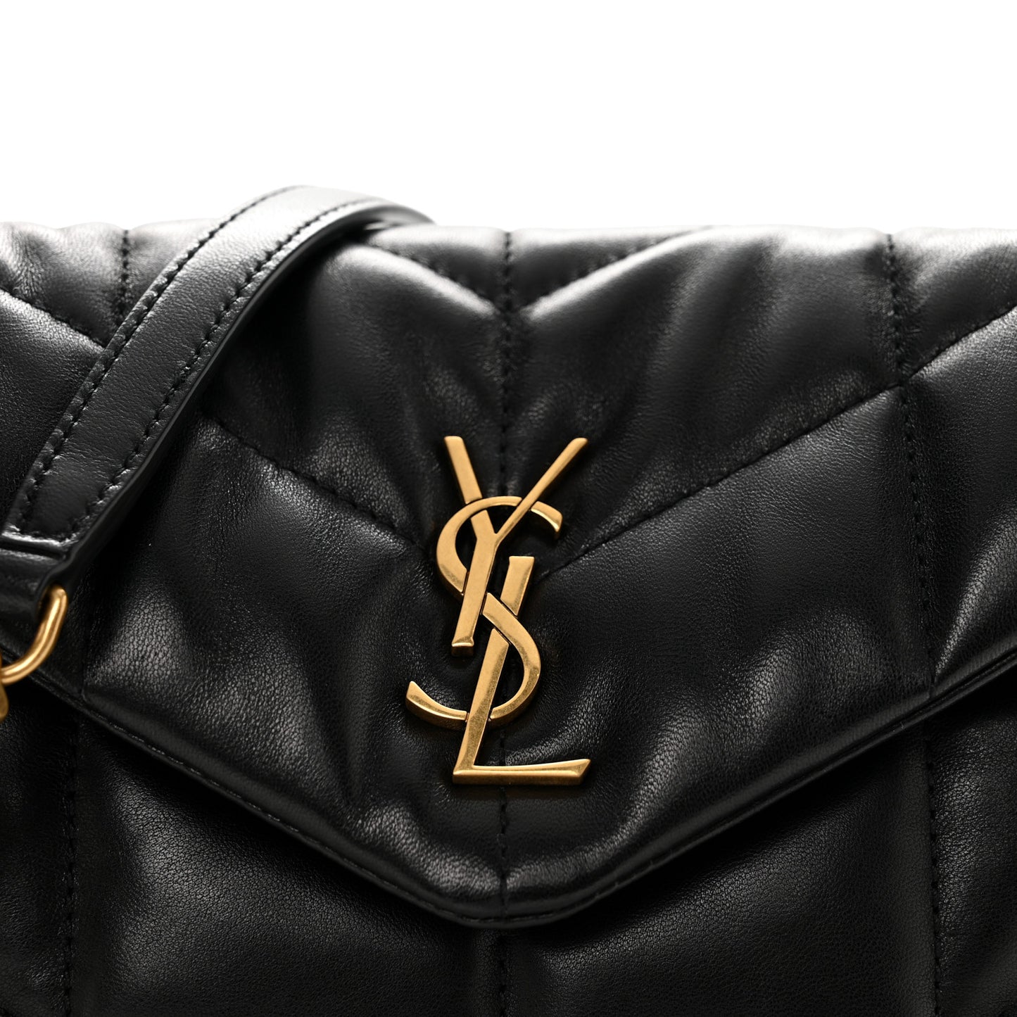 Lambskin Quilted Toy Loulou Puffer Monogram Chain Satchel Black