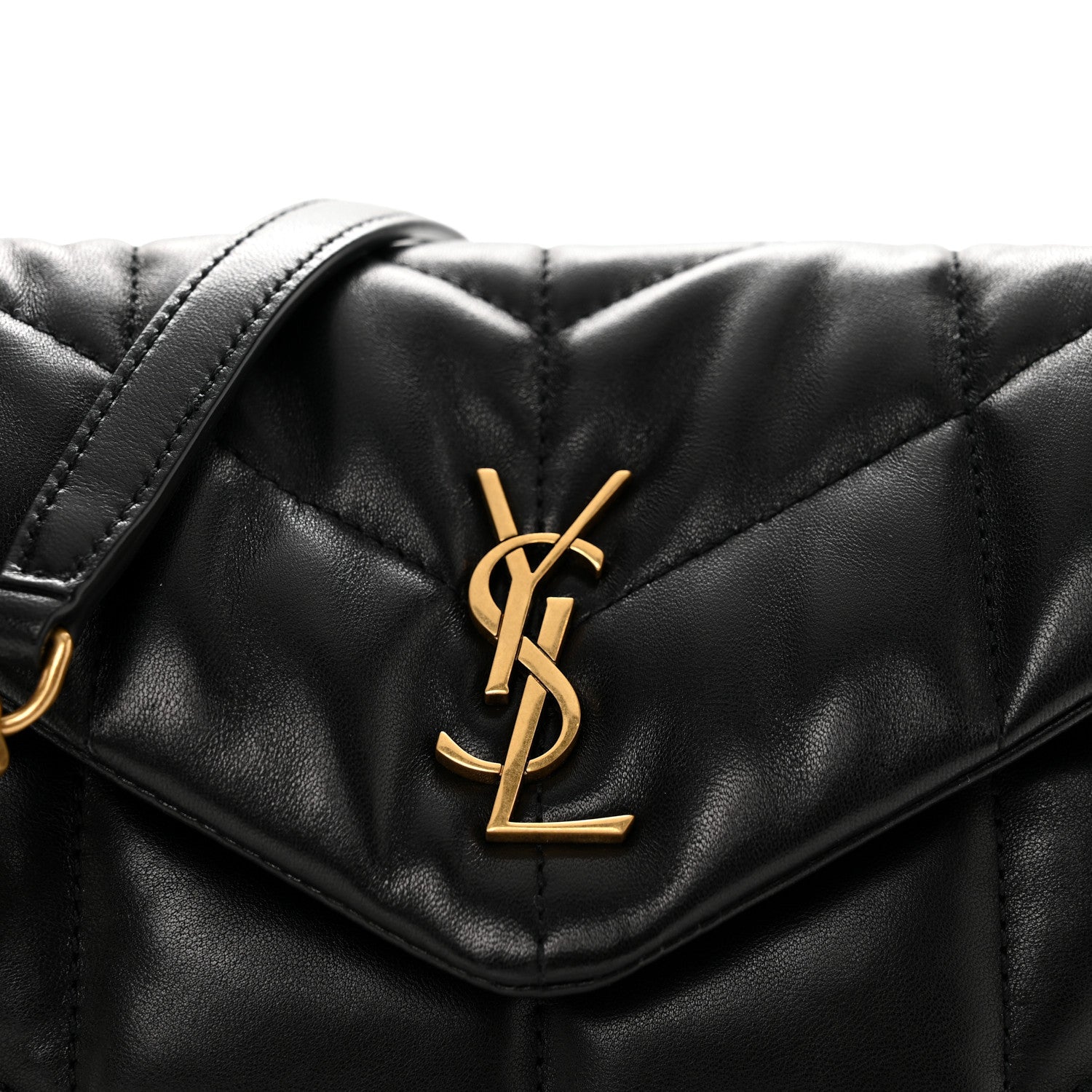 Saint Laurent Lambskin Quilted Toy Loulou Puffer Monogram Chain Satchel Black 9 of 12