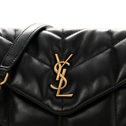 Saint Laurent Lambskin Quilted Toy Loulou Puffer Monogram Chain Satchel Black 9 of 12