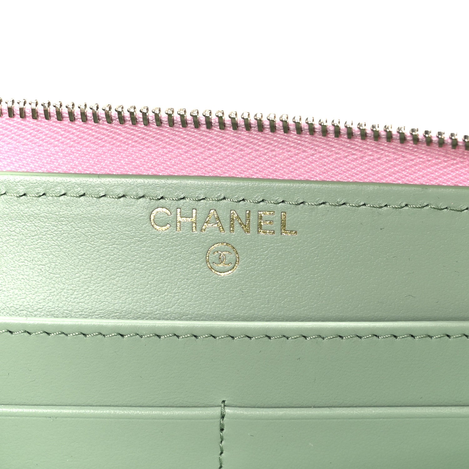 Chanel Caviar Quilted Perforated CC Long Zipped Wallet Pink 6 of 10