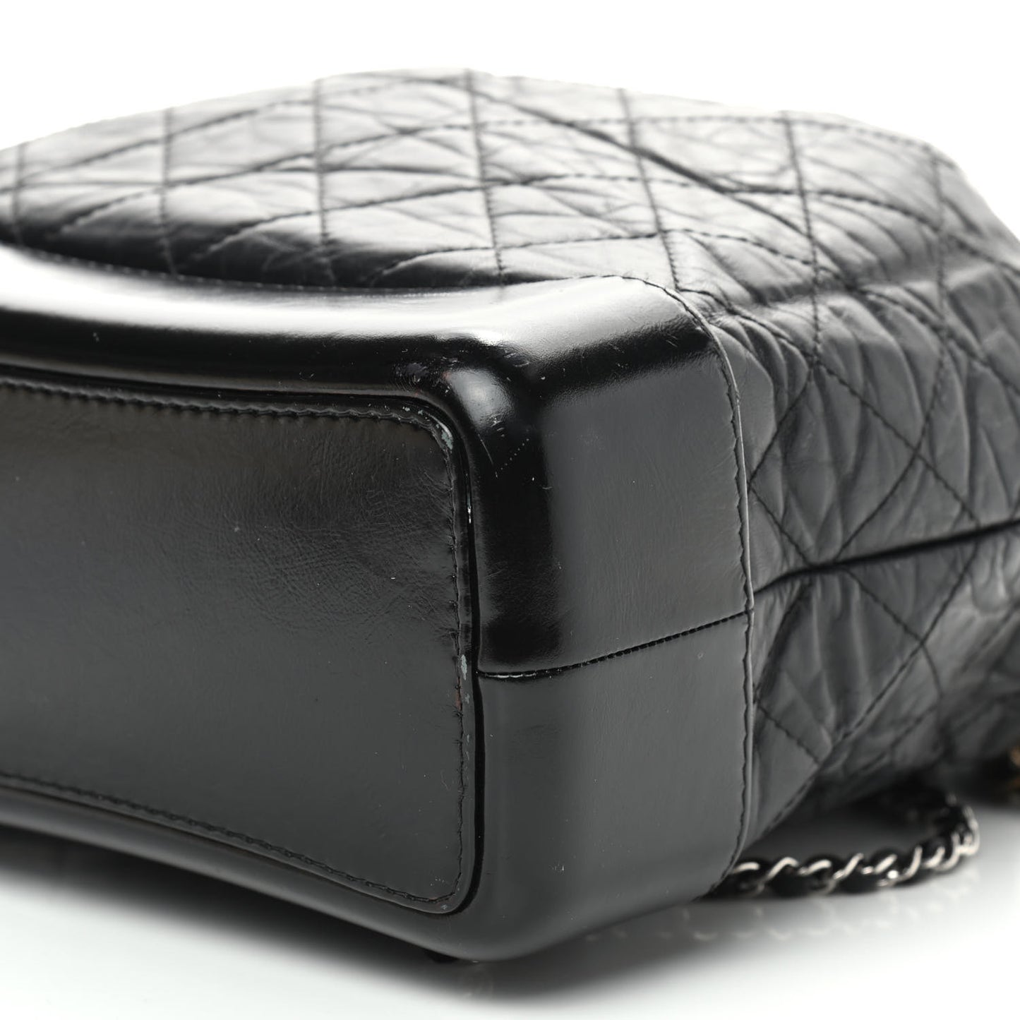 Aged Calfskin Quilted Gabrielle Backpack Black