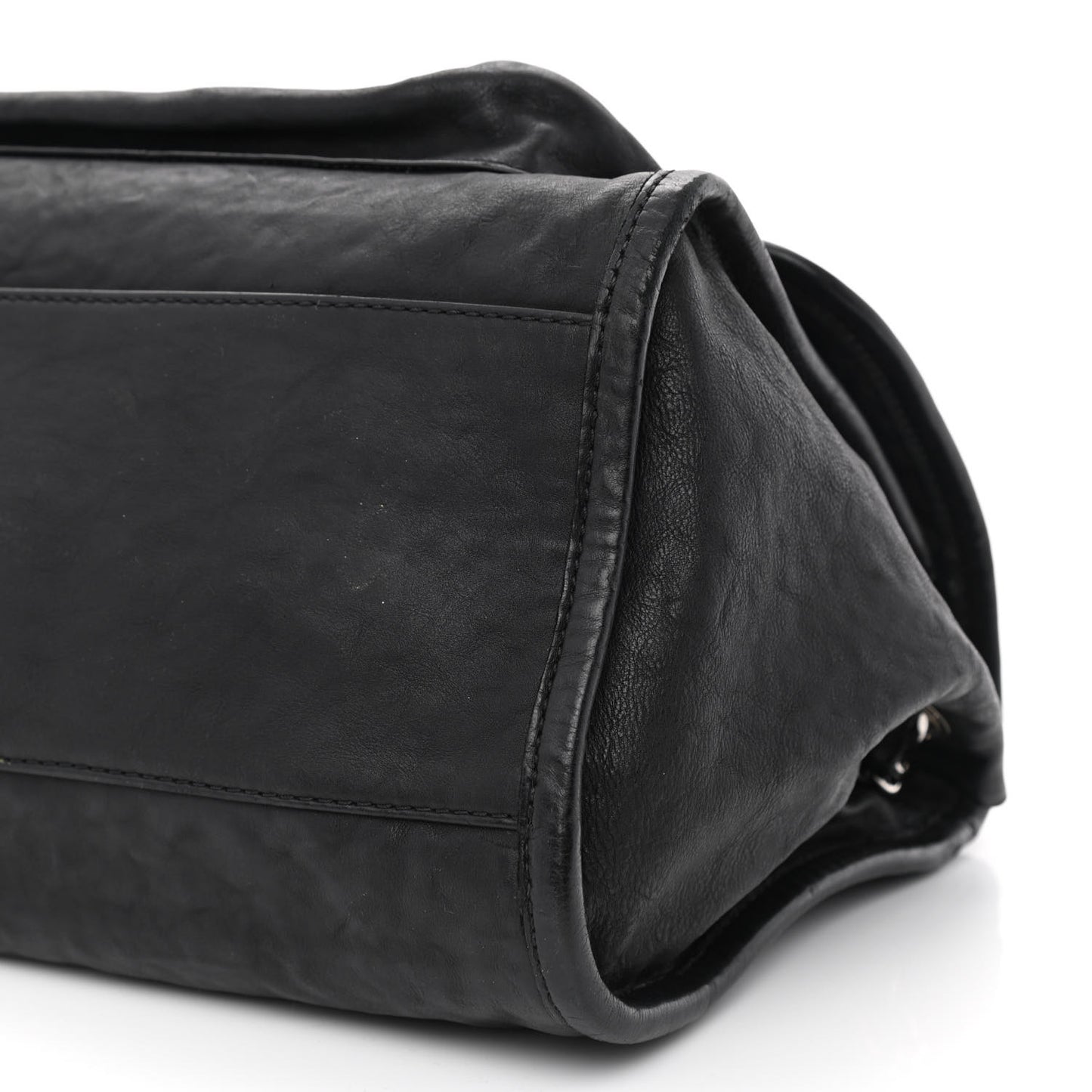Washed Lambskin Accordion Flap Black