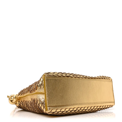 Loewe Metallic Laminated Lambskin Medium Scale Flamenco Knot Clutch Gold 4 of 9