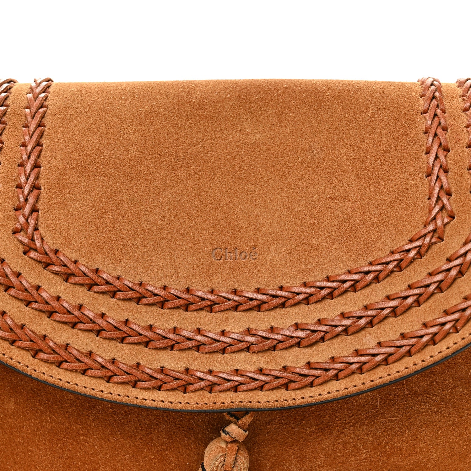 Chloe Suede Braided Medium Hudson Double Carry Shoulder Bag Caramel 7 of 10