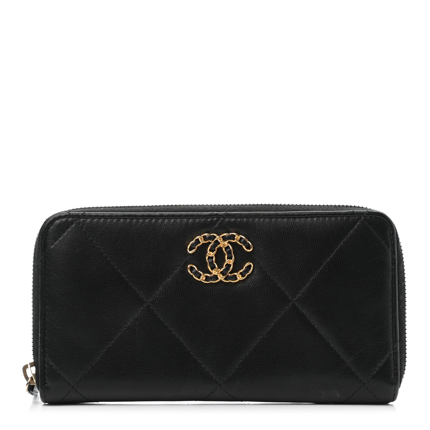 Lambskin Quilted 19 Zipped Wallet Black