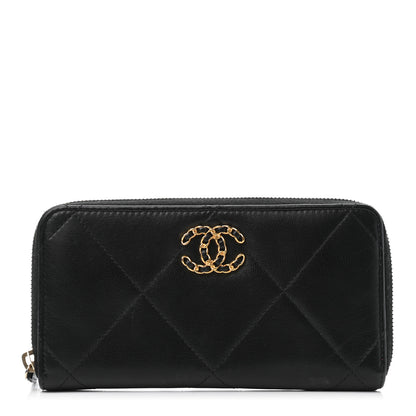 Chanel Lambskin Quilted 19 Zipped Wallet Black 1 of 4