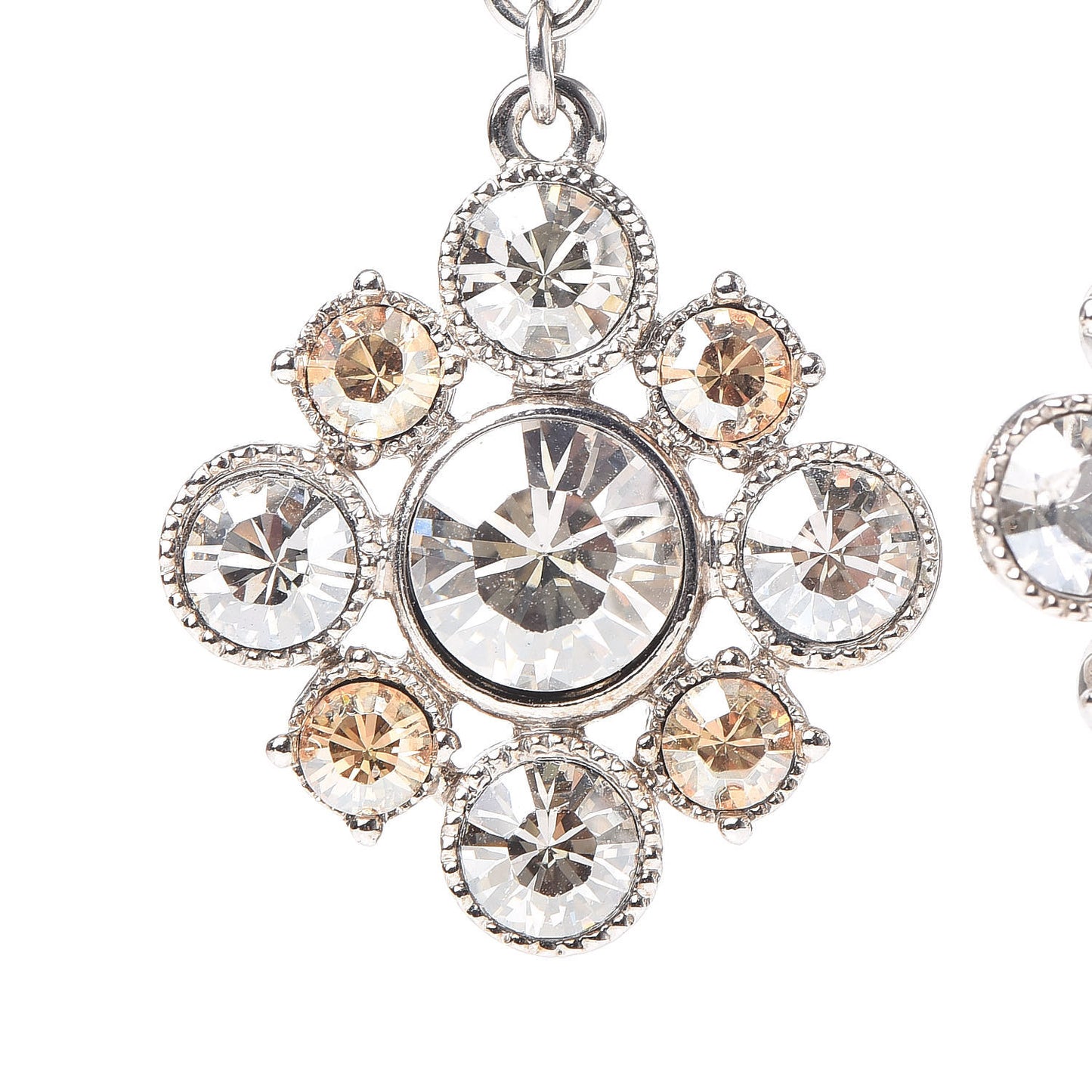 Crystal CC Dangle Earrings Silver