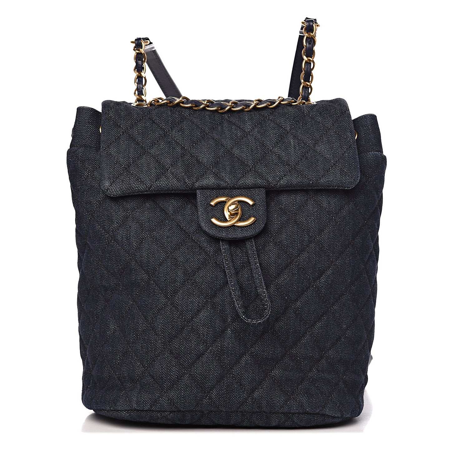 Washed Denim Quilted Small Urban Spirit Backpack Dark Blue