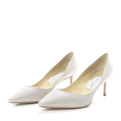 Jimmy Choo Metallic Linen Pointy Toe Romy 60 Pumps 39 Silver 3 of 9