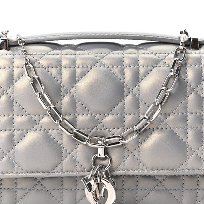 Christian Dior Iridescent Lambskin Cannage Mini My Dior Top Handle Clutch Grey 8 of 10