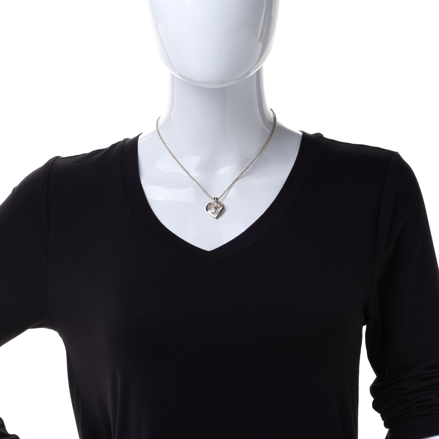 Chanel CC Heart Chain Pendant Necklace Gold 2 of 6