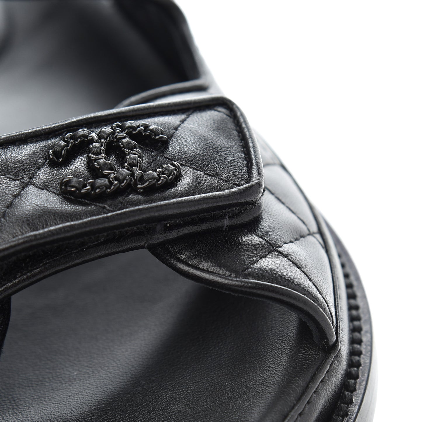 Lambskin Velcro Dad Sandals 37.5 Black